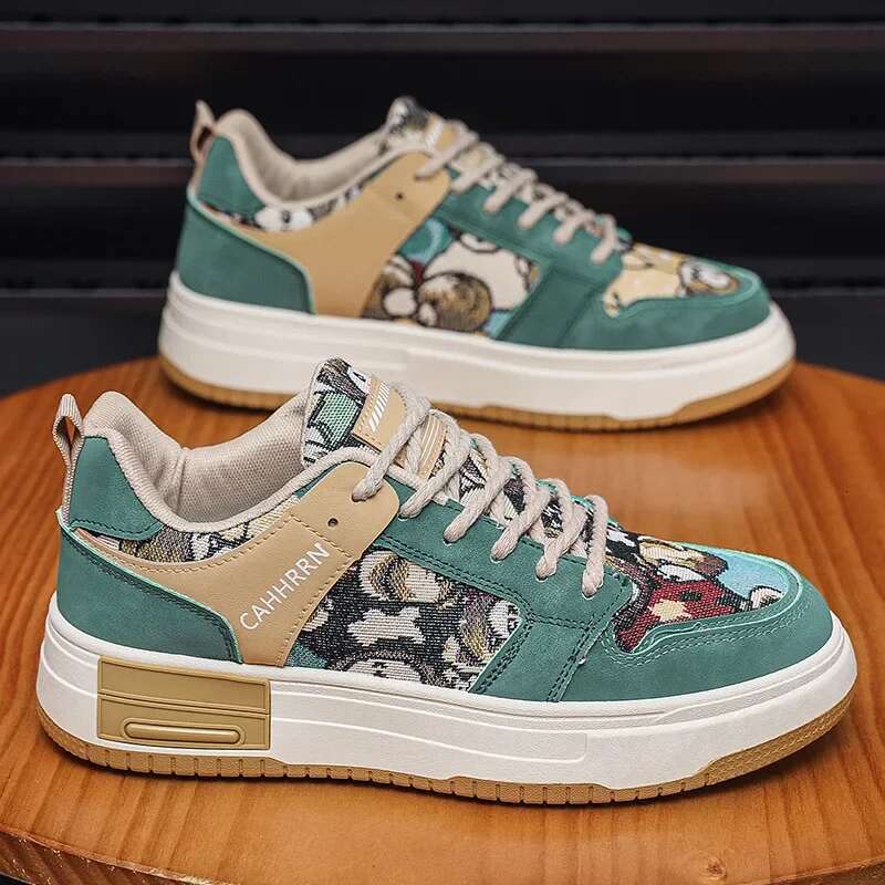2025 New Men's Canvas New Platform Sports Shoes Designer Trendy Fashion Strap Bear Skateboarding Men's Multi functional Street Casual Shoes1