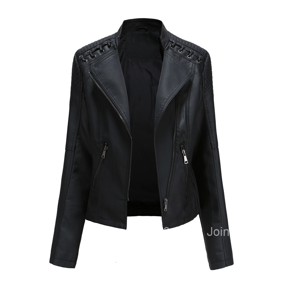 Fashion European Size New Spring and Autumn Womens Leather Jacket Womens Short Jacket Slim Thin Leather Jacket Womens Motorcycle Wear
