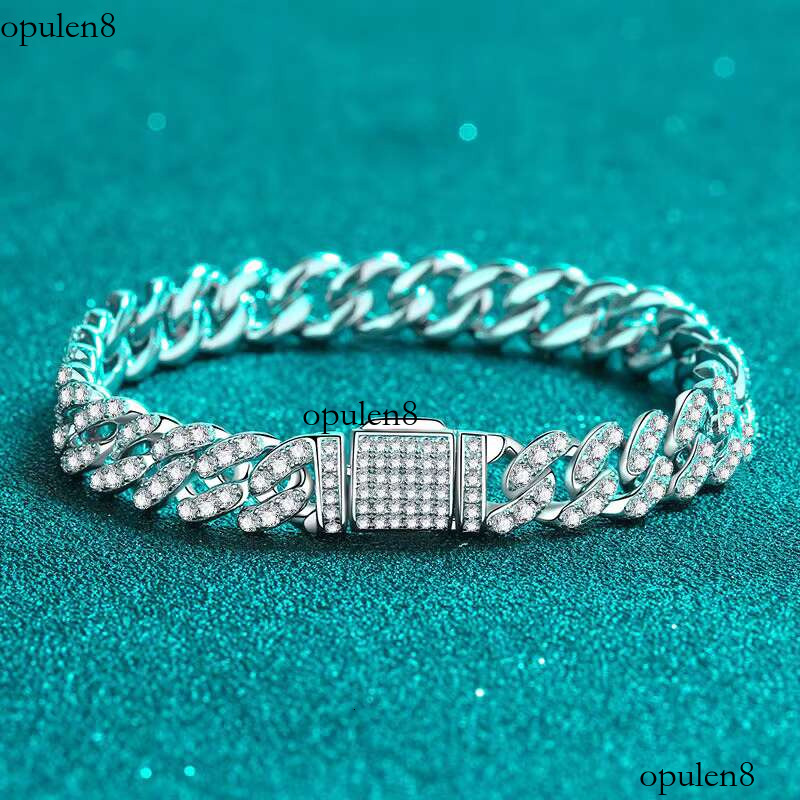 2025 Wholesale Jewelry Gold Plated Fine S Sterg Sier Hip Hop Bangles Moissanite Dia Men's Cuba Chain Fashion Bracelets