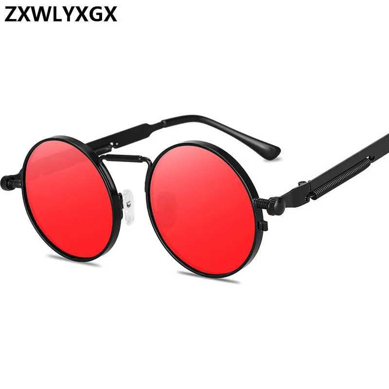 Retro punk style sunglasses mens retro round metal frame womens sunglasses fashion glasses Gafas sol mujer UV400 W250315