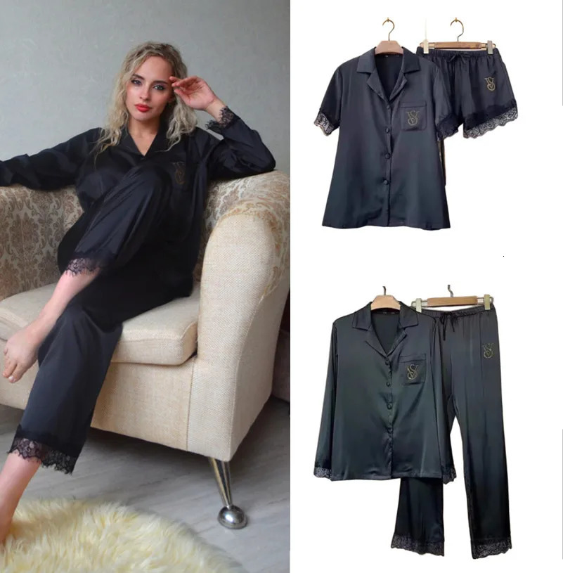 Womens Sexy Lace Pajama 2piece Set Shirt Thin Fashion y Casual Clothing High Quality Home Free Delivery 250313