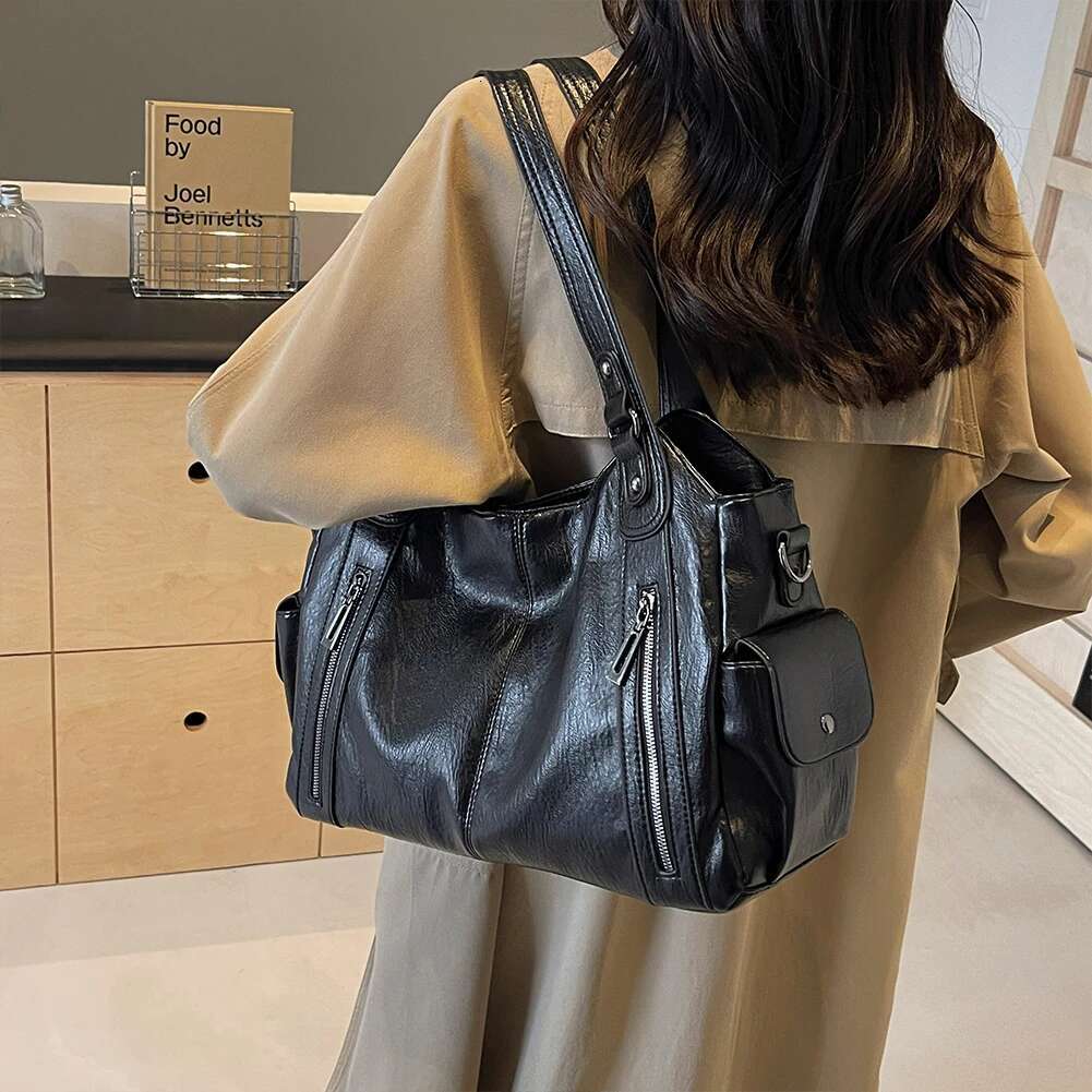Tote For Women PU Leather Bags Fashion Messenger Bag Large Purse Retro Handbags With Adjustable Shoulder Strap