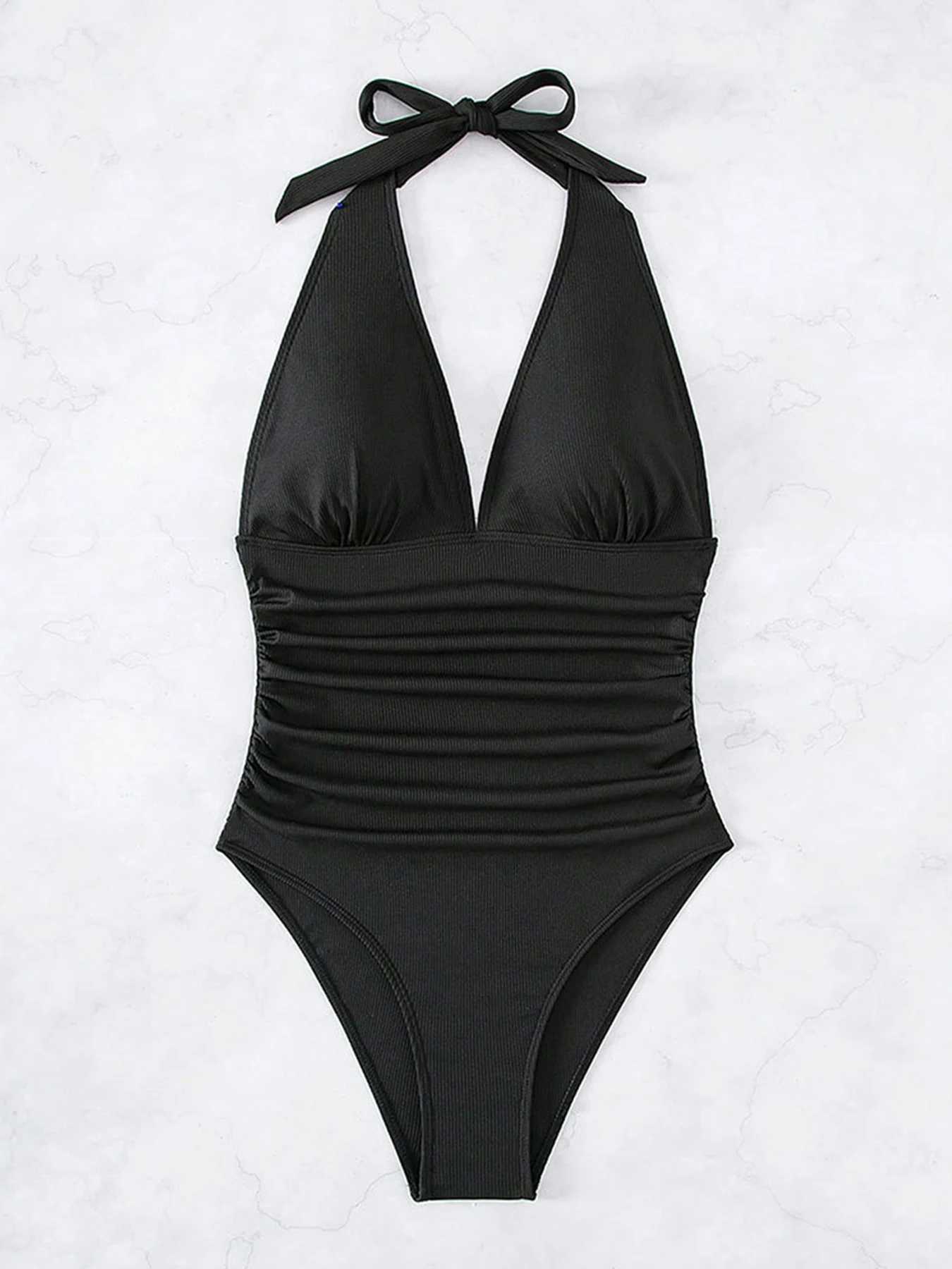2025 new sexy deep V-neck one-piece swimsuit womens rings push up swimsuit Fa bodysuit Monokini swimsuit beach wearXJ250315