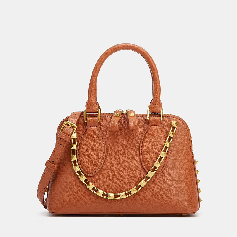 Luxury Bowling 2024 New Leather Women's Handbag Shoulder Crossbody Shell Bag