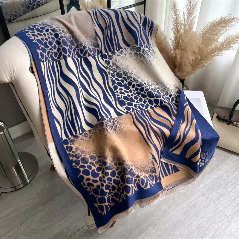 Winter Cashmere Scarf for Women Warm Cashmere Blanket Raincoat Scarf for Womens Shawl Thick Wrap Foulard Bufanda 250314
