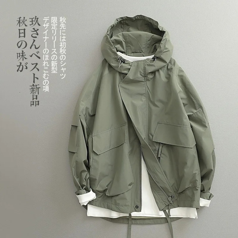 Spring Autumn Windbreak Jackets Men Japanese Vintage Fashion Three-dimensional Hoodie Loose Male Coat Bomber Jacket Men Clothing 250312