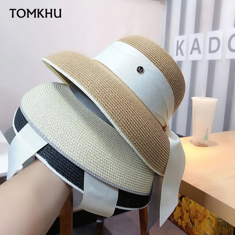 Womens Ring Top Verano Straw Hat Summer Wide-Brimmed Boater Hat Elegant Ladies Sun Hats Ribbon Band Fedora Hat Chuch Derby 250314