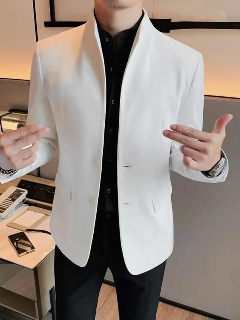 Mens whiteblack jacket single chest formal mens stage clothing 250313