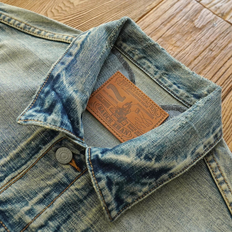 Sauce Zhan Mans denim jacket Destroy washed Distressed Selvedge ripped mens 145 oz loose fit 250313