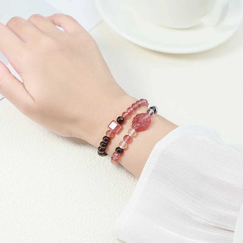 Korean Design Garnet Sterry Quartz Lucky Bracelets for Women Natural Stone Energy Stretch Bracelets Couple Party JewelryXJ250315