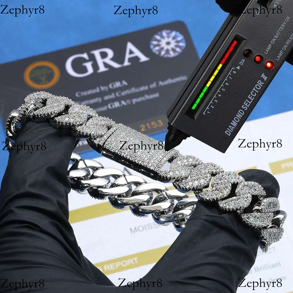 2025 model New 14mm Moissanite Dia Hip Hop Cuban Iced Out Chain For Men Sterg Sier VVS Jewelry Necklace