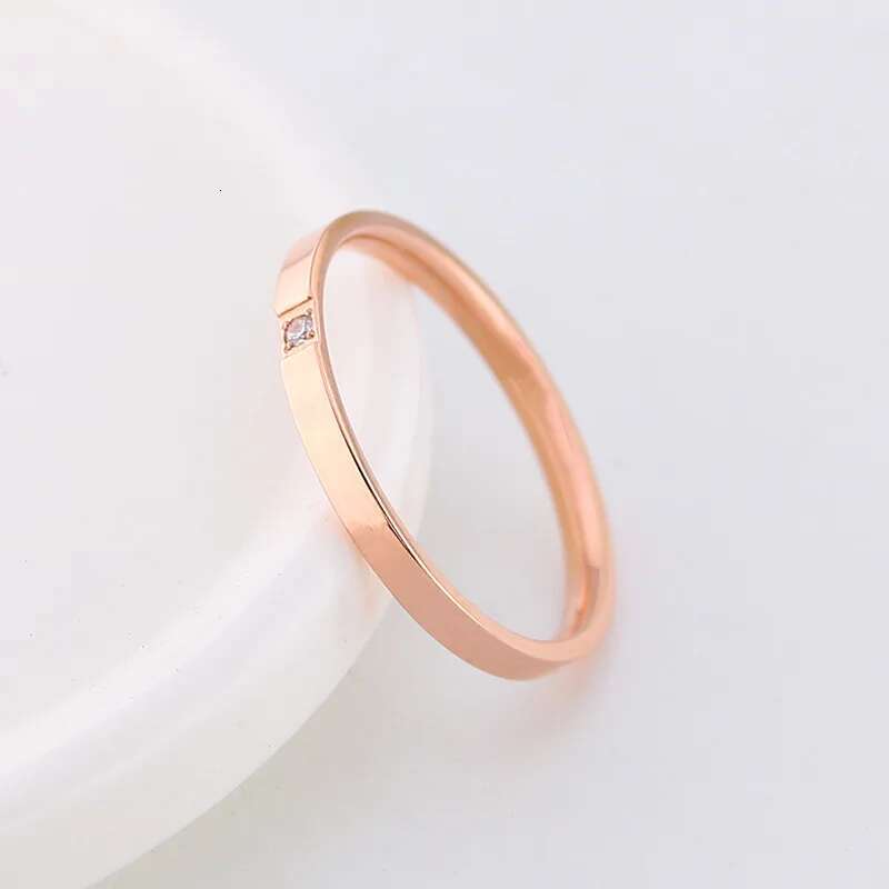 Titanium Round Zircon Rings For Women Minimalist Stainless Steel Thin Ring Jewelry Accessories Valentine'S Day Gifts