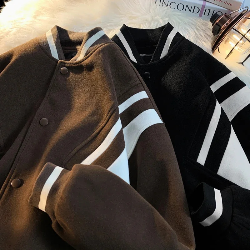 Bomber jacket mens and womens heavyweight hiphop patch work baseball collar uniform sports casual couple 250312