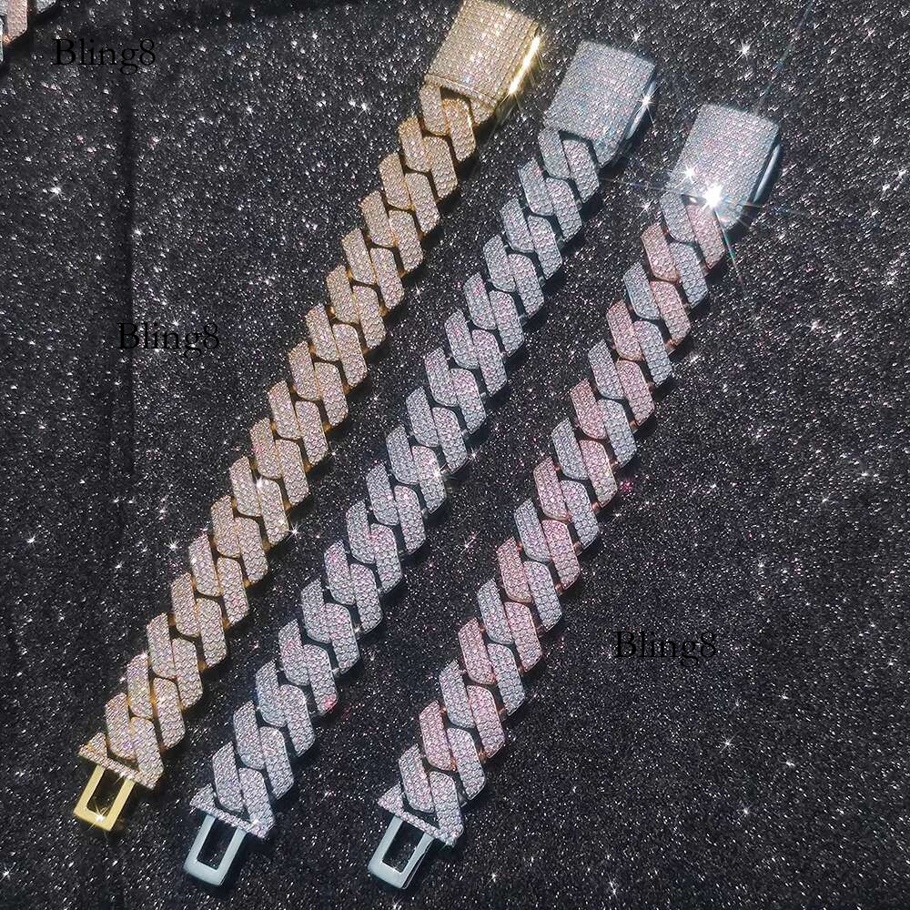 Hip Hop Jewelry 15/20mm 2/3 Row Chunky Cuban k Iced Out Zirconia Fashion Rock Rapper Bracelet