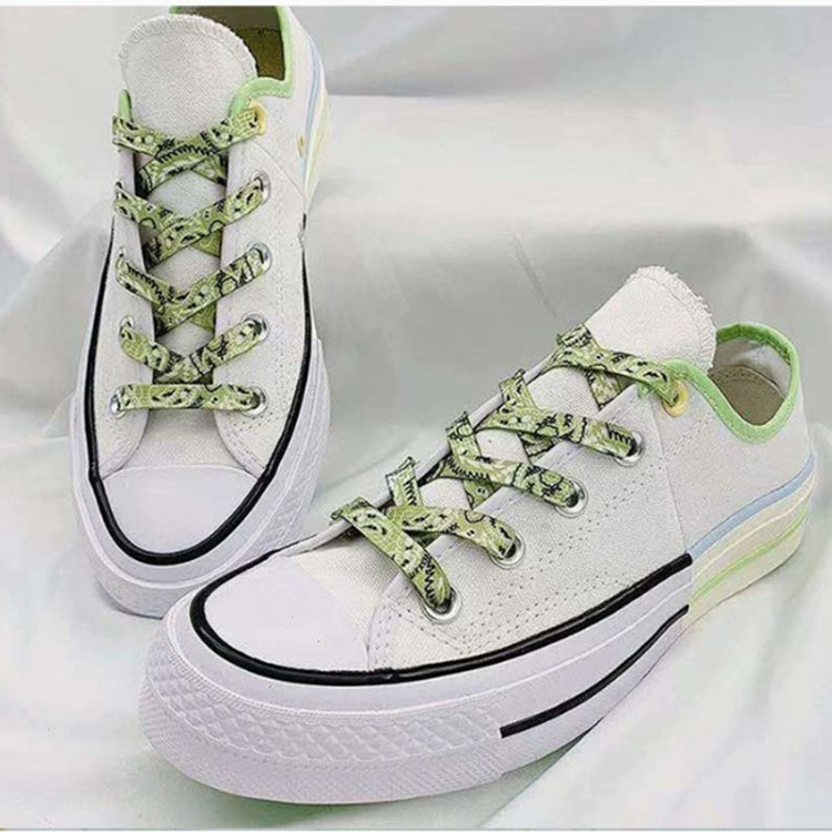 1 pair flat print flowers shoelace fashion sport shoe lace 120cm lenther gradient shoe lace accessories 36styles