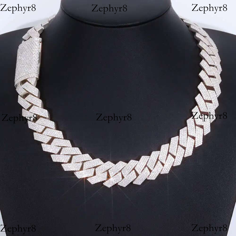 2025 New model Popular Heavy 3 Rows 16mm 20mm Width Sterg Sier Moissanite Hip Hop Necklace Cuban k Chain Bracelet