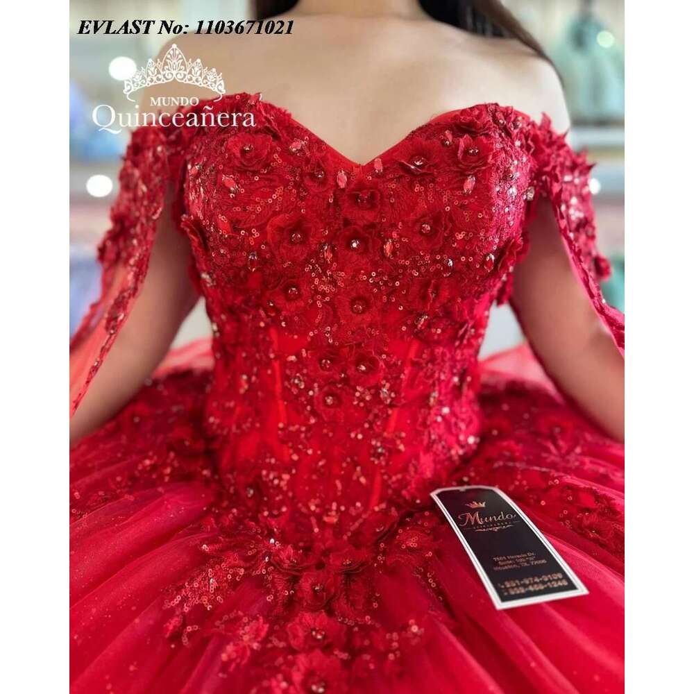 2025 custom red quinceanera prom dress sequins appliques lace cap sweet corset 16 dresses 15 years