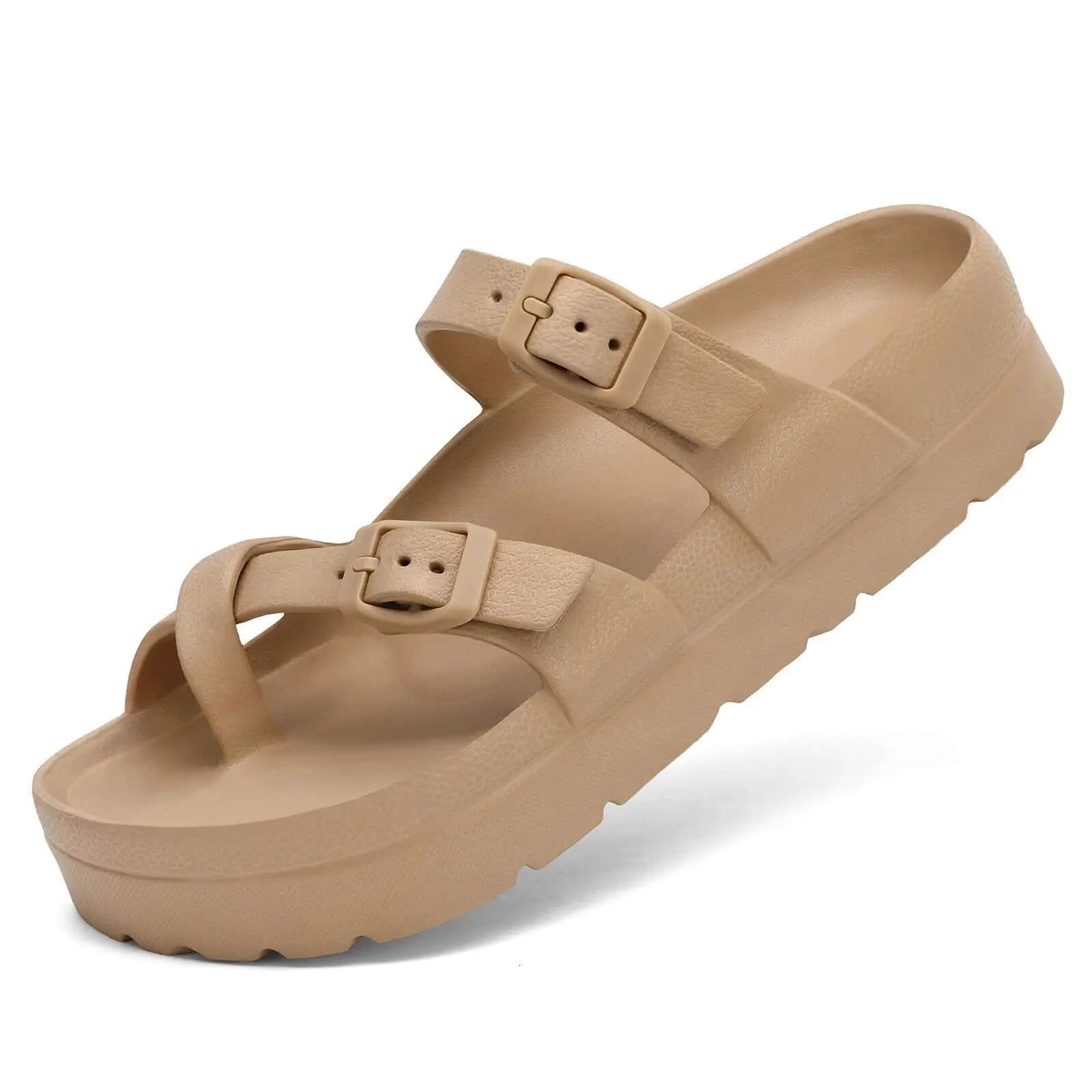 Comwarm New Women Platform Arch Support Comfort Slides Thick Soles Flat Sandals With Adjustable Buckle And Ultra Cushion