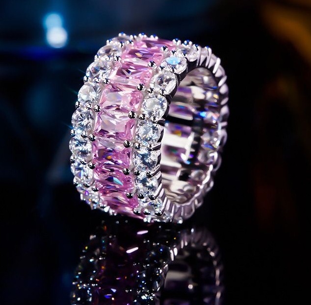 2025 Sparkling Luxury Jewelry Wedding Rings 925 Sterling Silver Fill Princess Cut White 5A Cubic Zircon CZ Diamond Gemstones Party Eternity Women Band