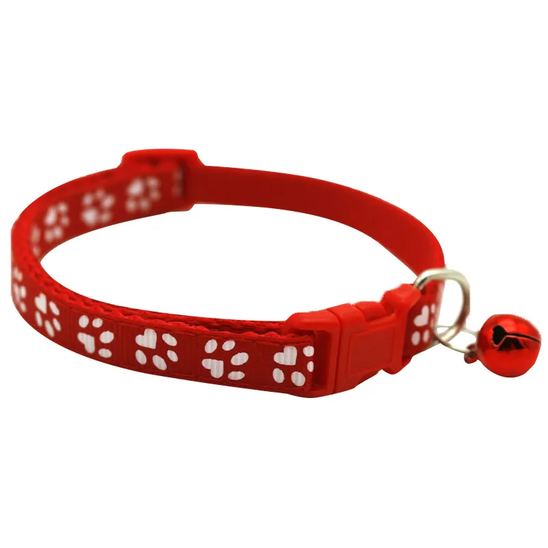 Pet Footprint Cat Dog Collars With Bell Adjustable Buckle Safety Small Cats Puppy Neck Collar Leash Pets Product 12 Colors DBC UPS