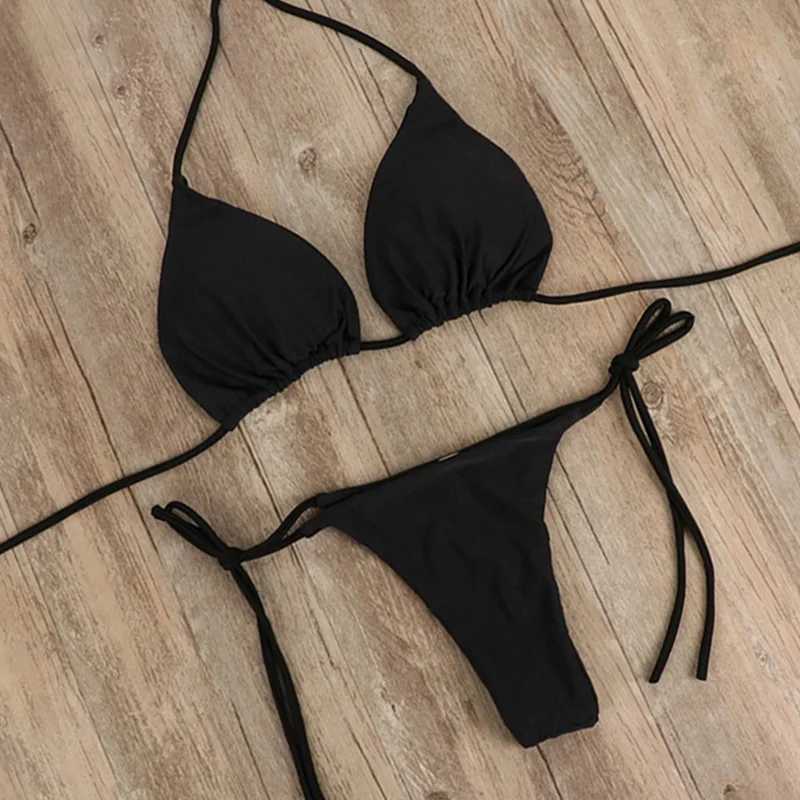 Swimsuit sexy womens 2-piece swimsuit lace top bra thong beach set solid bathroom summer casual vacation womens set 2024XJ250315