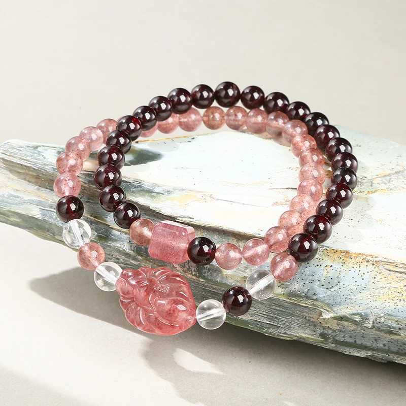 Korean Design Garnet Sterry Quartz Lucky Bracelets for Women Natural Stone Energy Stretch Bracelets Couple Party JewelryXJ250315