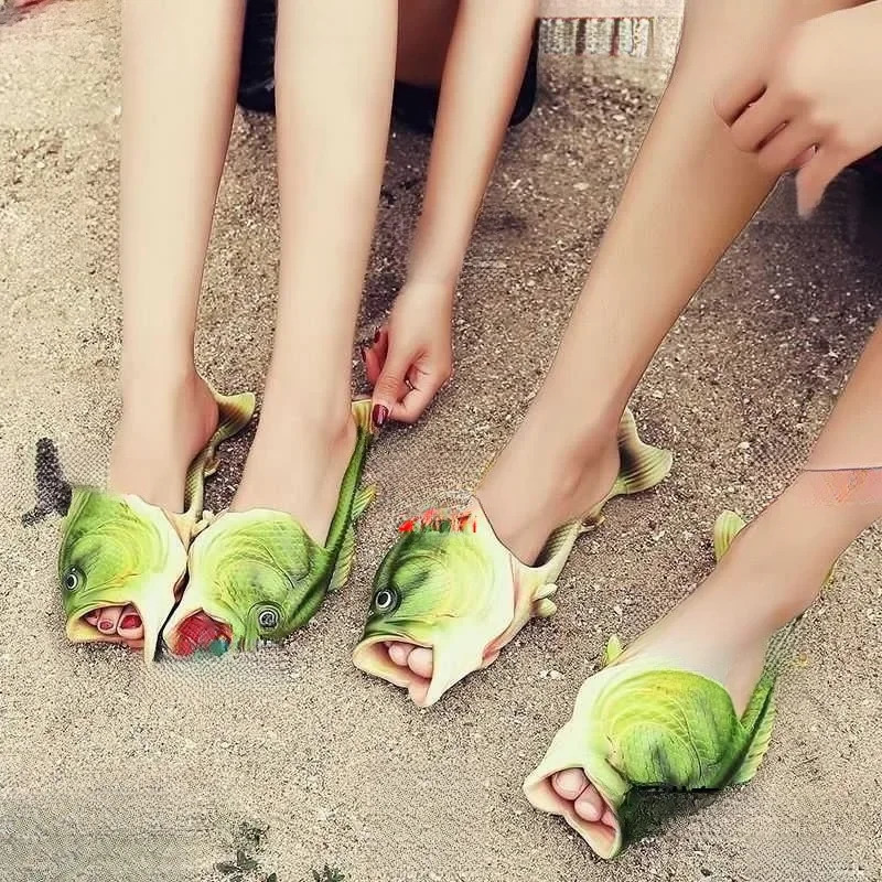 funny slippers mens and womens childrens shoes parent-child sandals summer beach shoes unisex fish-shaped slippers 250314