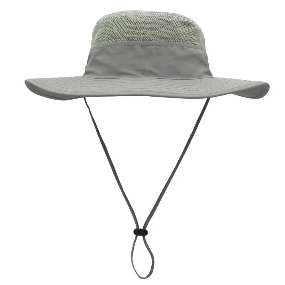 Connectyle Mens Summer Sun Hat UPF 50Wide Brim Breathable Bucket Hat Solid Adjustable Windproof Fishing Hat 250314