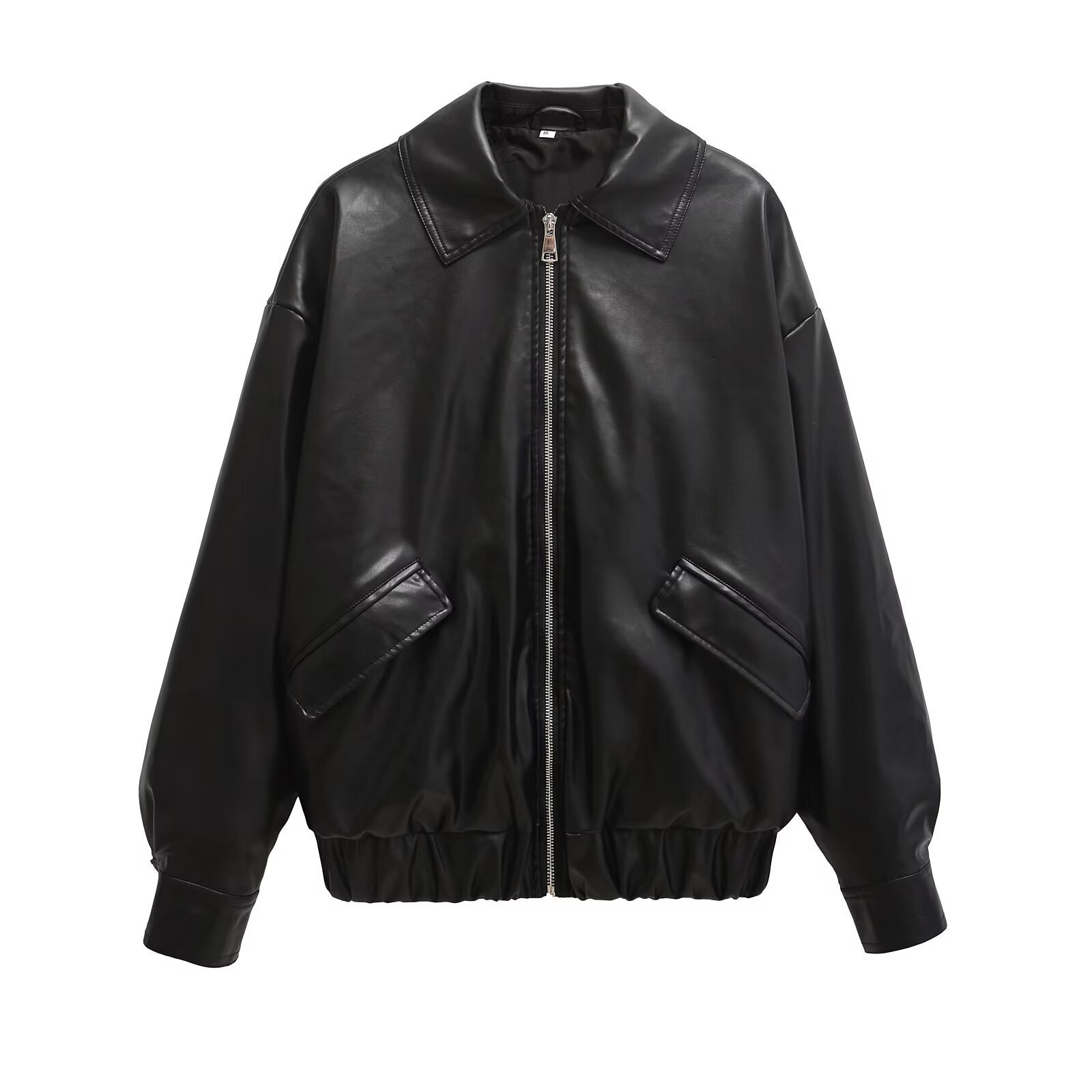 2025 Spring New Product Style Fashionable Casual Loose Collar Imitation Leather Jacket Coat Women's Top