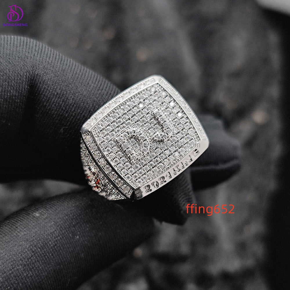 Fashion Jewelry VVS Moissanite Iced Out Rings Gold Plated 14k 18k Sterling Silver Diamond Hip Hop Rings for Men