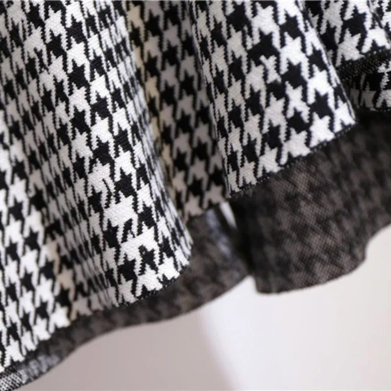 Trumpet Houndstooth Vintage High Waist Buttons Womens Skirt Mermaid MidCalf Long Skirts For Women Clothing Fashion 250310