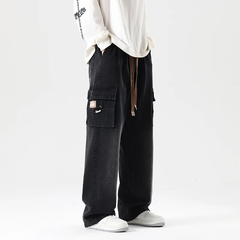 Big Size Mens Cargo Jeans Loose Wide Leg Straight Denim Pants Male Autumn Streetwear Casual Baggy Cowboy Trouser Plus Large 8XL 250313