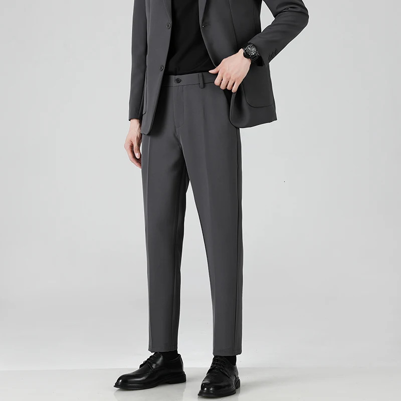 AutumnWinter Thick Mens Casual Pants Straight Loose Fashion Trend Business Versatile 9point Suit w250313