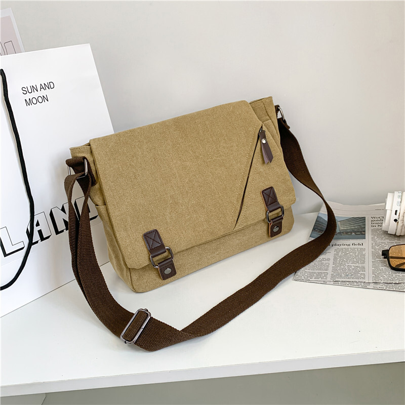 designer bag Academy canvas trendy men's workwear casual shoulder large capacity messenger crossbody bag, horizontal style backpack