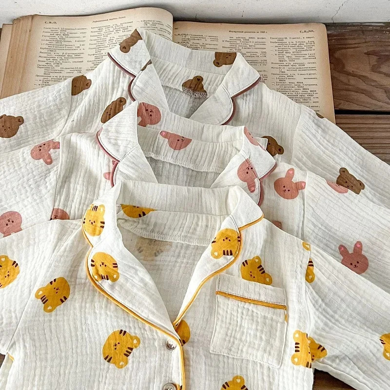 Baby pajamas 0-3 year old born boys and girls long sleeved cartoon animal printed cotton pajamas set family clothing lounge set 250314