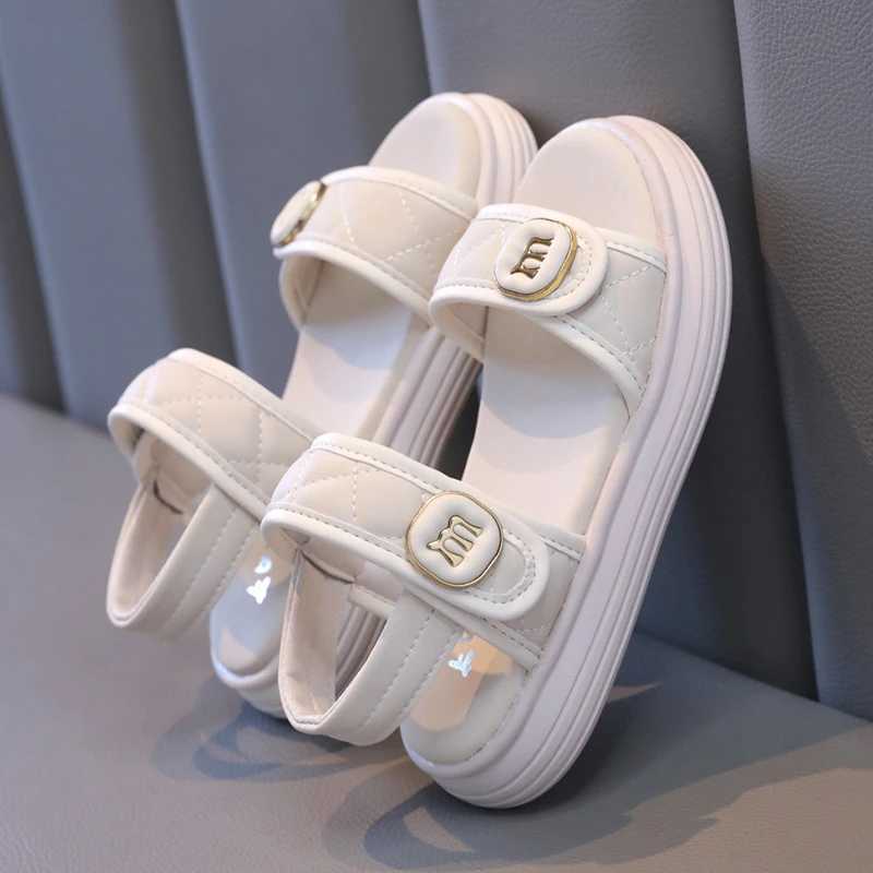 Girls PU Leather Fashion Beach Shoes Plaid Casual Comfortable Child Platform Sandals Flats Summer Versatile School Sandals H05068T250315