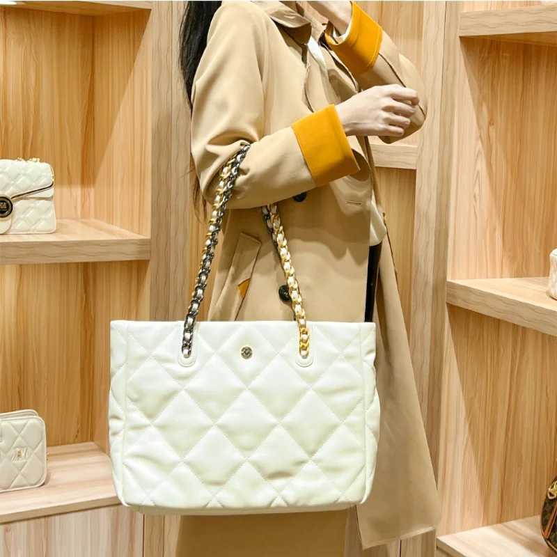 Party bag simple genuine leather girls handbag two-piece handbag shoulder bag checkered chain ladies genuine leather Y250315