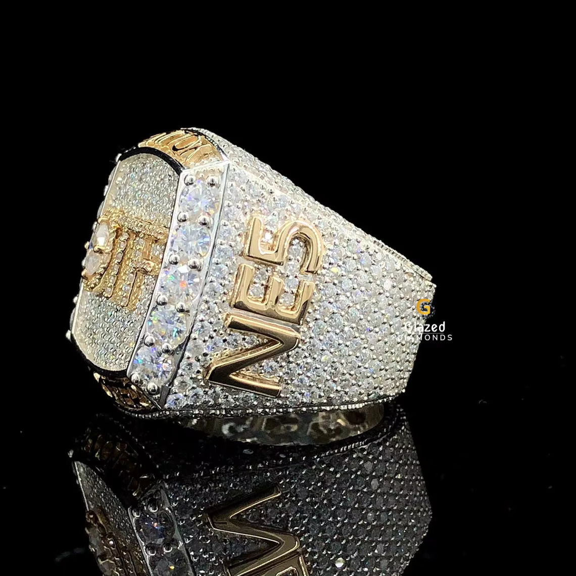This Hip Hop Ring Is Made of 14KT Solid Gold and Original Moissanite Diamonds That Sparkle Beautifully Enhanced With VVS Clarity