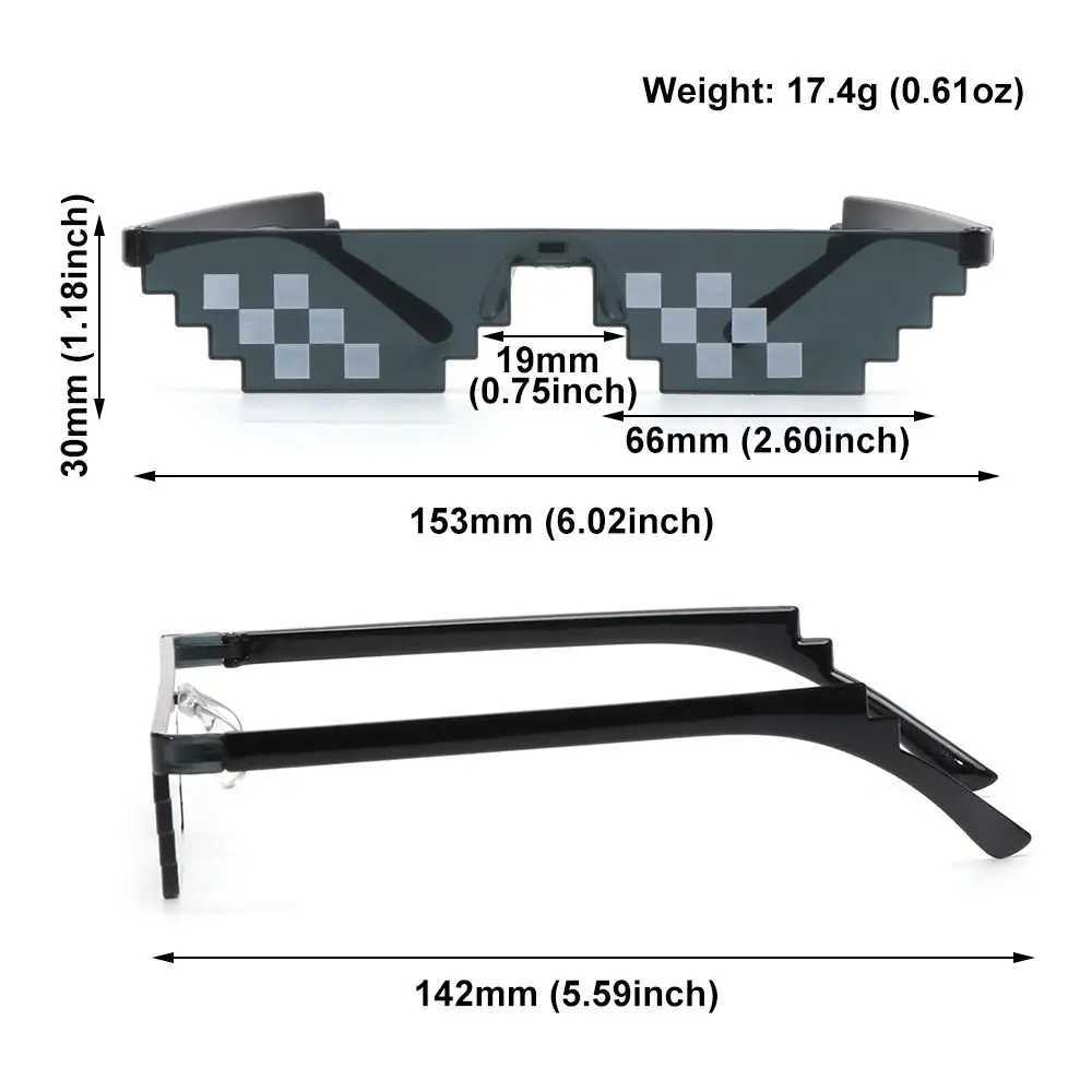 Newly designed fun mosaic sunglasses for gangsters daily life pixel black retro player robot sunglasses Birtay party role-playing discounts W250315