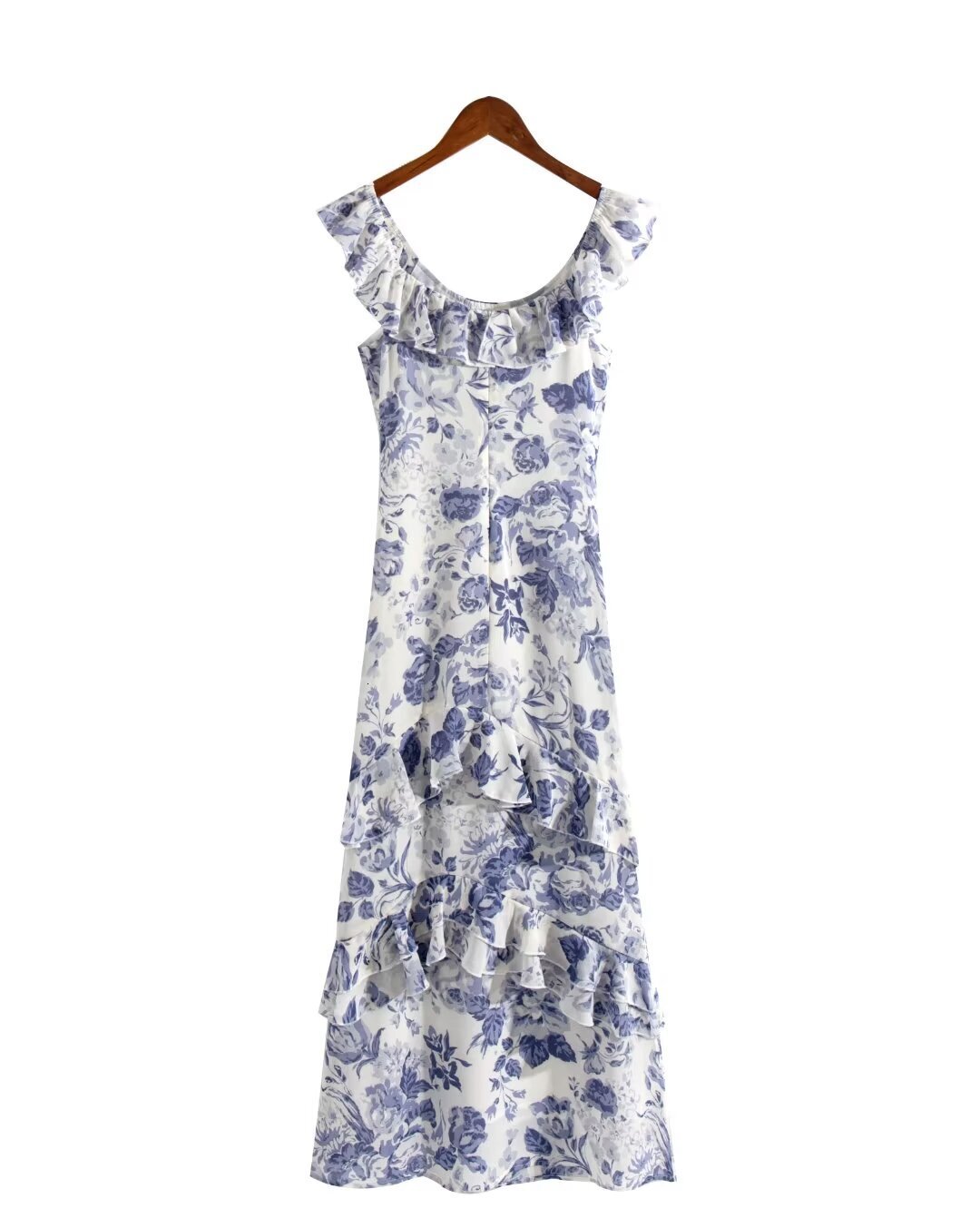 French Gentle Style Floral Suspender For Women's Summer Vacation Beach Dress, One Shoulder Strapless Fish Tail Long Dress