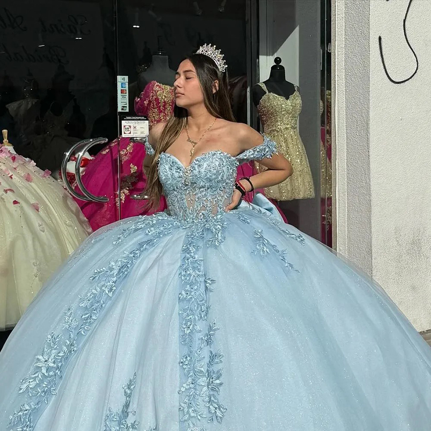 2025 light Green Aso Ebi Beaded Pearls Appliques Lace Sweetheart Quinceanera Dresses Off Shoulder Sleeves Ball Gown Evening Party Pageant Birthday Gow