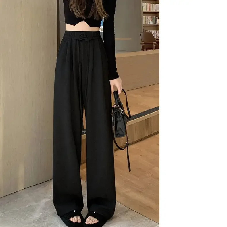 High waisted straight leg casual sports pants womens bell bottoms summer fashionable and comfortable high elasticity 250313