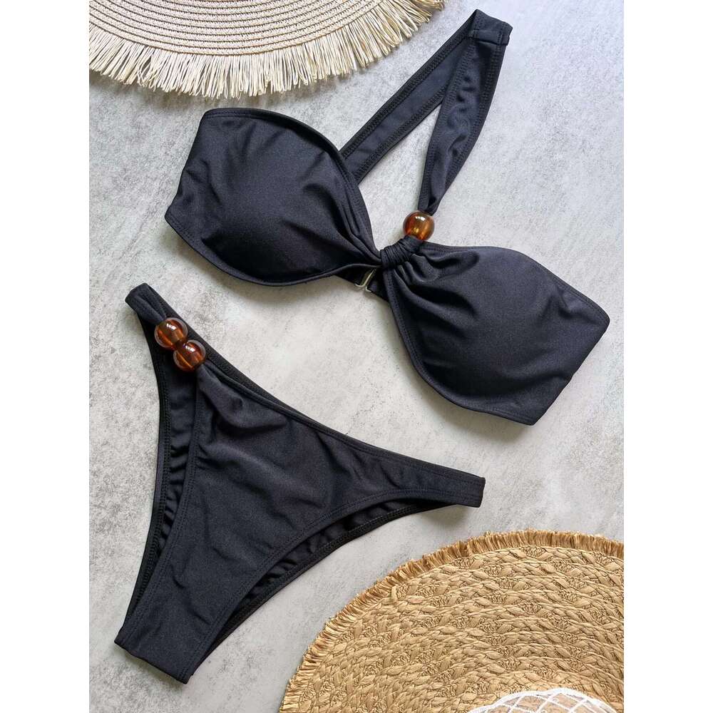 2025 sexy bikini solid swimsuit women's swimsuit push up women's beach swimsuit Brazilian swimsuit bikini pool set bather