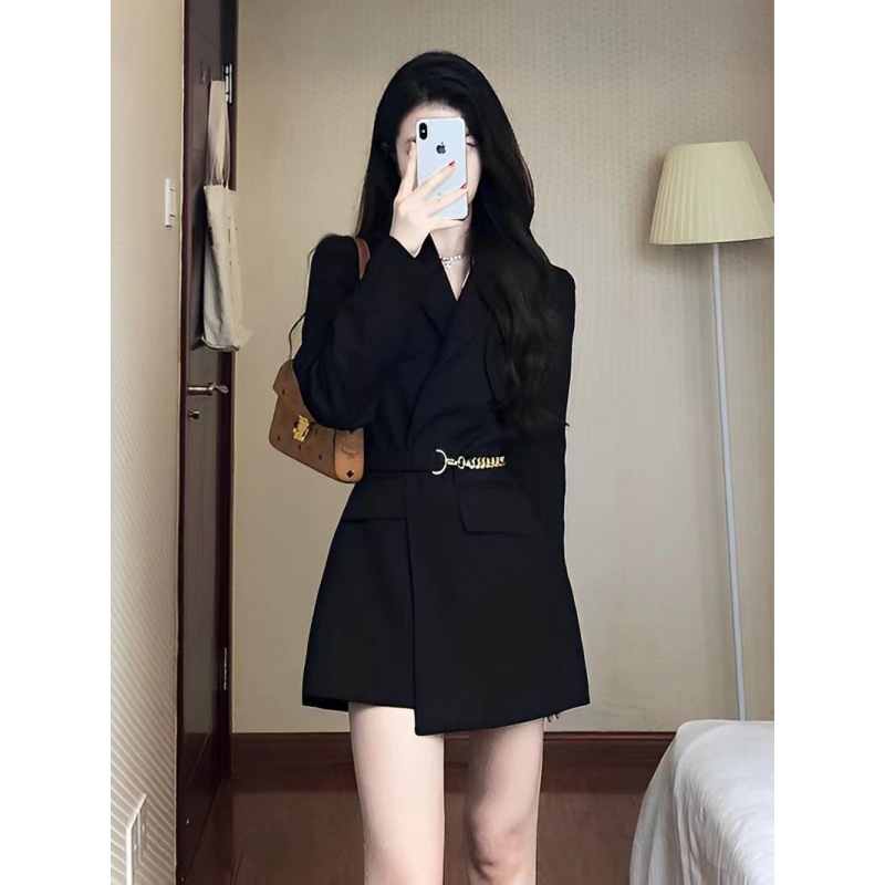 D316Chic Korean Inspired Women's Black Blazer - Sophisticated & Petite Fit