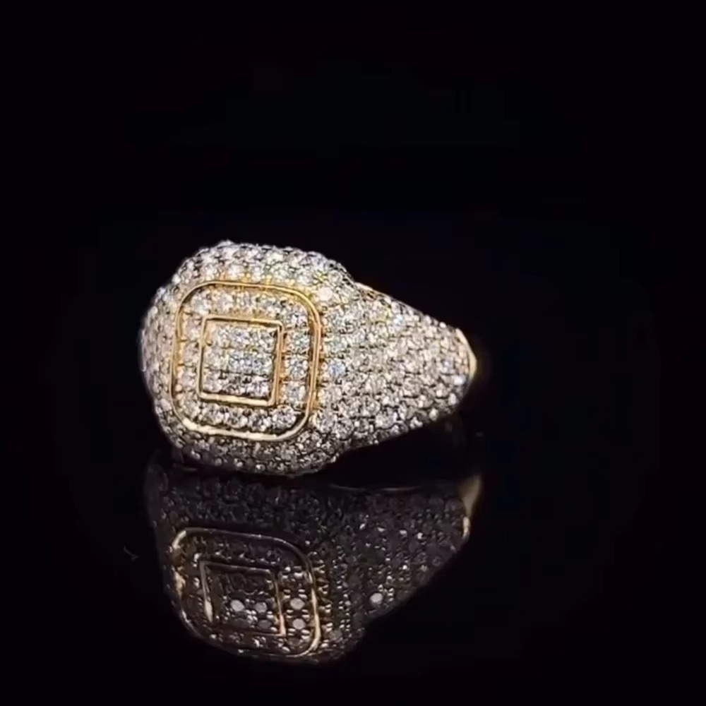 Hot Selling VVS Moissanite 925 Sterling Ring Yellow Gold Plated Engagement Gift for Men and Women-Diamond Test Passes
