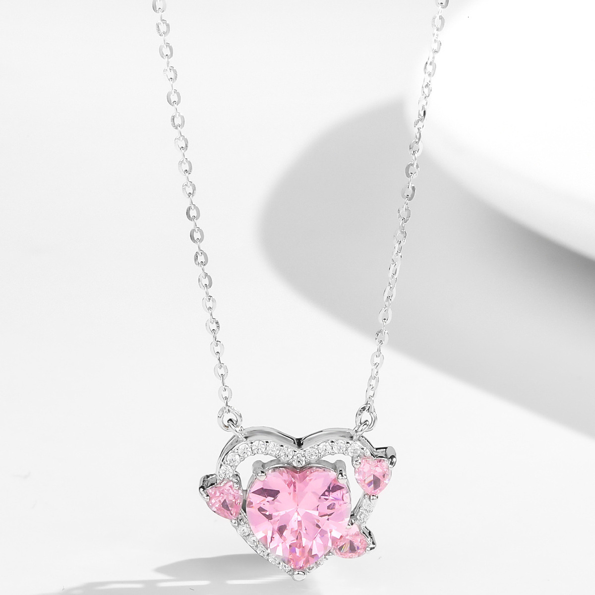 S925 Silver Necklace Female Sterling Silver Daji Maid Coffee Guardian Heart Zircon Necklace Net Red Minority Collarbone Chain