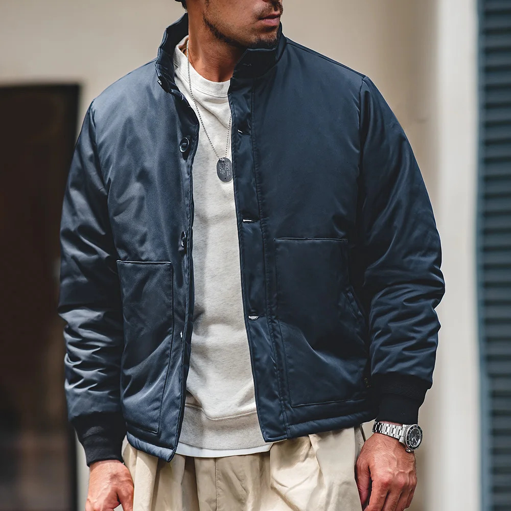 Madden mens modified A1 bomber jacket stand up collar thick cotton lining windproof in winter warm singlelayer 250313