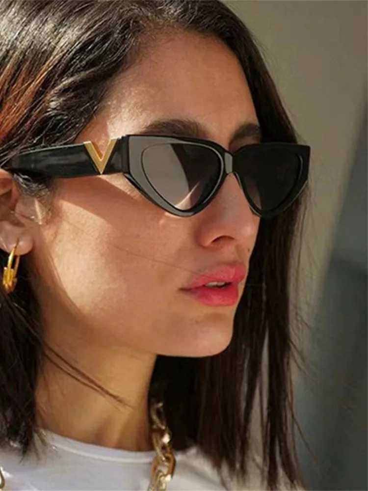 Luxury retro cat eye sunglasses for women 2023 fashion V brand designer Cateye sunglasses for women UV400 Gafas De Sol Mujer W250315
