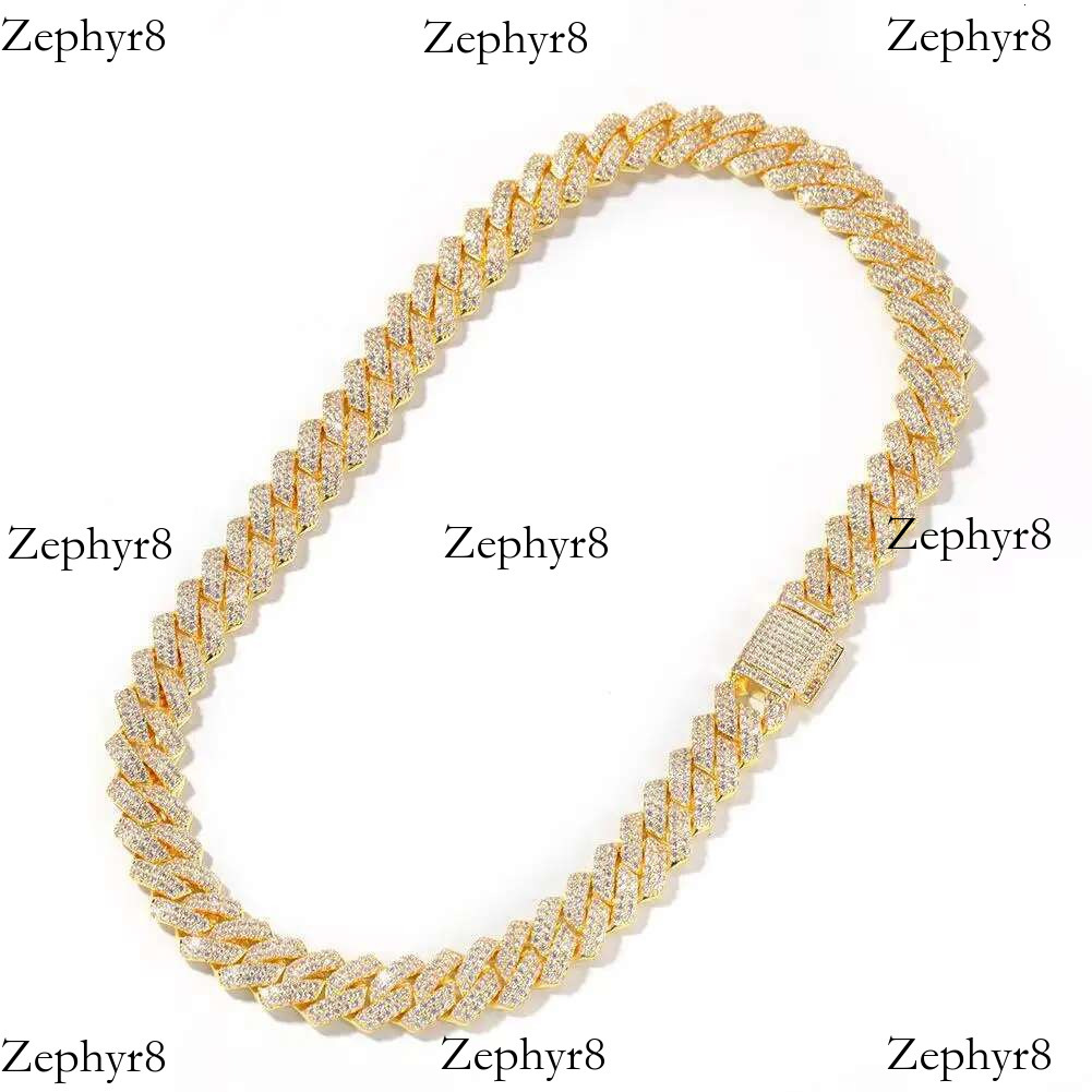 Hip Hop Cuban Stick Men's All-match 13mm Zircon Inlaid Fashion Personality Gold-plated Necklace Jewelry