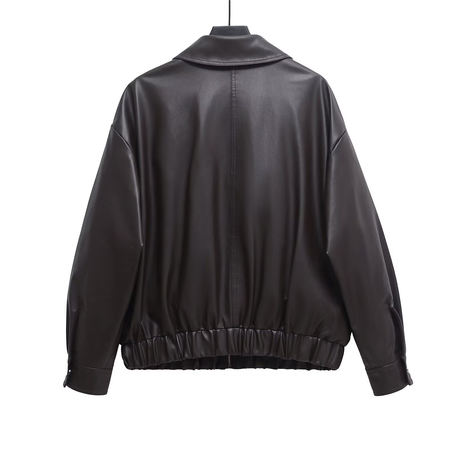 2025 Spring New Product Style Fashionable Casual Loose Collar Imitation Leather Jacket Coat Women's Top